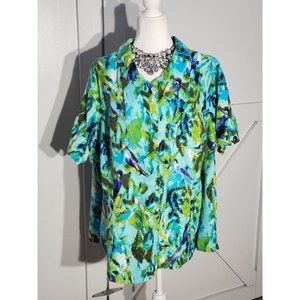 WHITE STAG MULTICOLOR BLOUSE SHORT SLEEVE 100%COTTON SIZE 4X